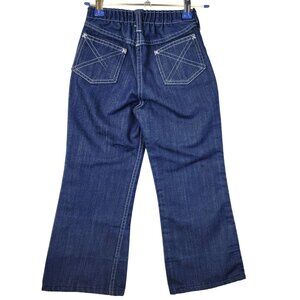 Sears Vintage 70s Flare Jeans Child 6X 21 Waist 20 Inseam Dark Wash Denim Retro